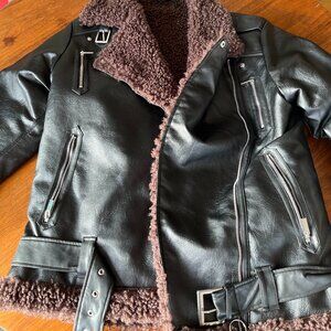 WeWoreWhat Oversized Faux Sherpa Moto Jacket